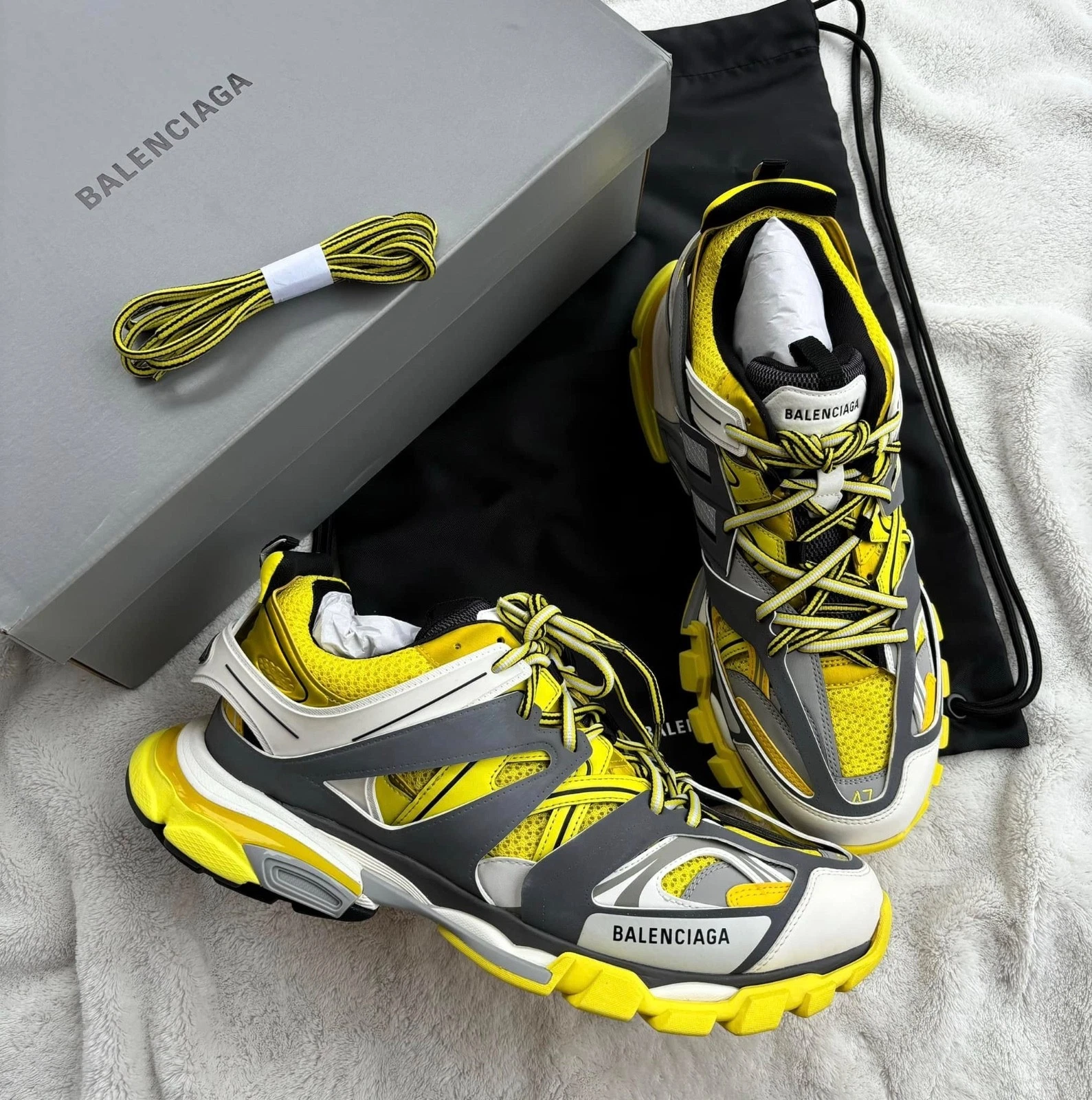 Balenciaga — Balenciaga Yellow/Grey/White Track Sneakers - MSRP $1100 - New - Authentic
