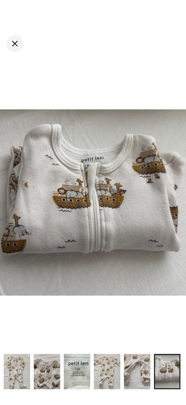Petit Lem On The Ark Cream Print Sleeper 3 Months 100% Cotton
