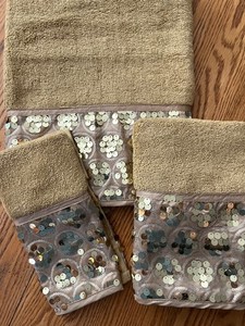 Popular Bath 100% Cotton Sequins 3 Towels Set