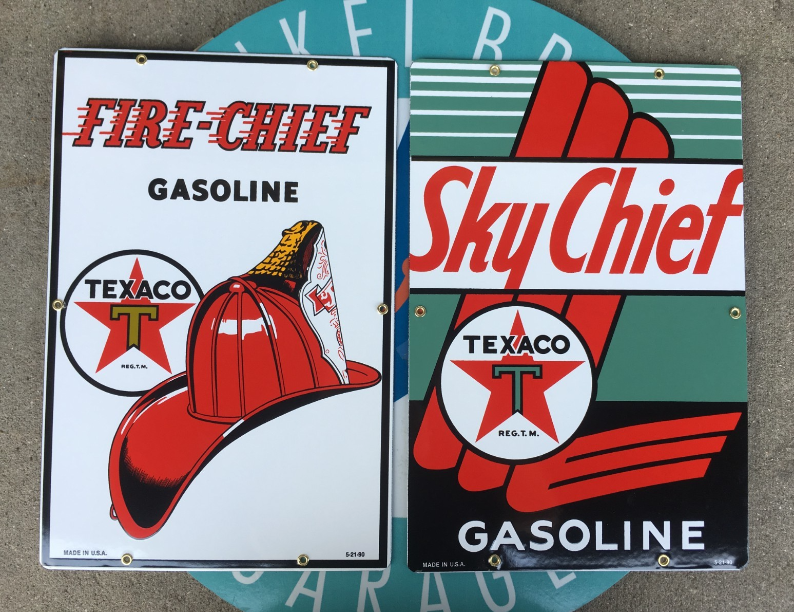 TEXACO FIRE CHIEF & SKY CHIEF pump PLATE porcelain coated 18 GAUGE ...