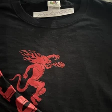 New Mens FIREBALL Whisky BURNS LIKE HELL Long Sleeve Black Red Dragon Shirt XL