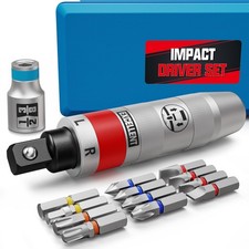 13 Piece 1/2" Drive Manual Impact Driver, Reversible Hand Impact Screwdriver ...