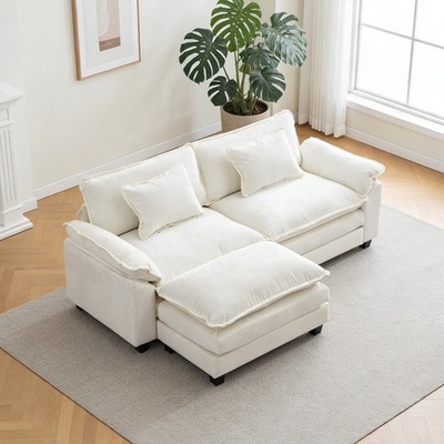 Modern Sectional Couch Sofas for Living Room Upholstered Sleeper Sofa w/Ottoman