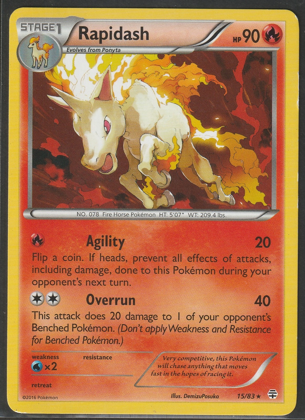 Pokemon TCG Rapidash Normal Rare Generations 15/83 MP