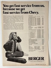 1976 Berger Print Ad Performance Parts Weiand Chevy Chevrolet Auto Parts