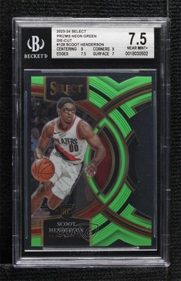 2023 Panini Select Neon Green Prizm Die-Cut 22/75 Scoot Henderson Rookie RC 14t3