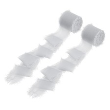 2 Roll 1.5" x 5.5 Yd Cotton Ribbon Handmade Frayed Fringe Ribbon Gray
