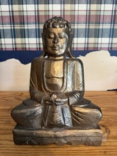 Hand Carved Wooden Buddha with a gold tone finish