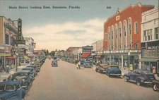 Main Street,looking East,Sarasota,Florida,FL Tichnor Sarasota County Vintage PC