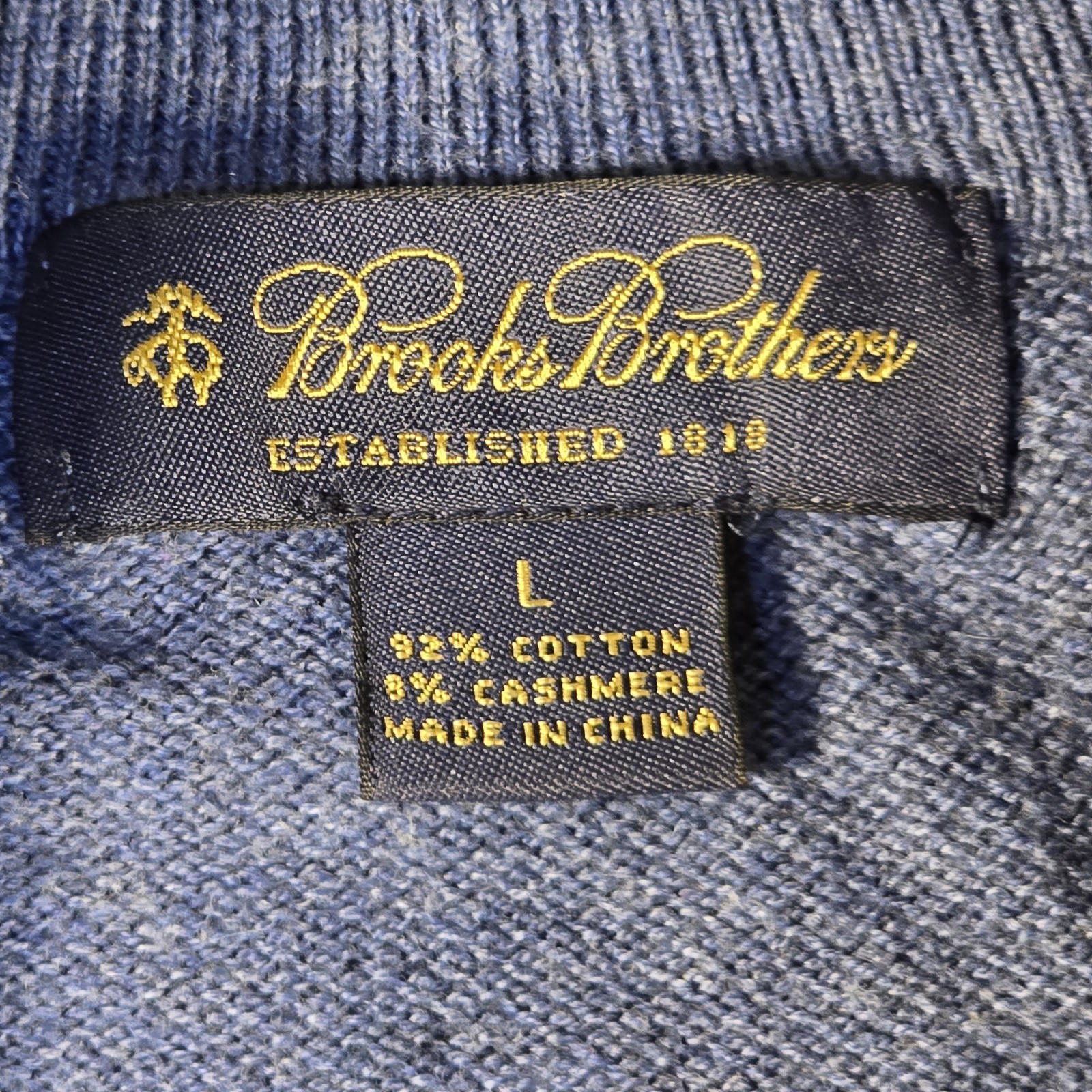 Brooks Brothers Quarter Zip Cotton Cashmere Blue Sweater Pullover Men’s Large thumbnail 3