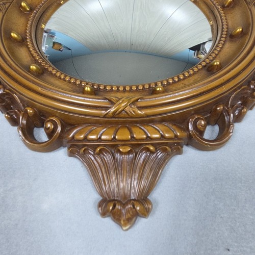Vintage SYROCO Federal Gold Eagle Bullseye Porthole Mirror 4007 Convex 21"x15" - Picture 17 of 18