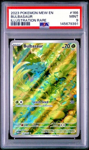 2023 POKEMON MEW EN-151 ILLUSTRATION RARE #166 BULBASAUR PSA 9