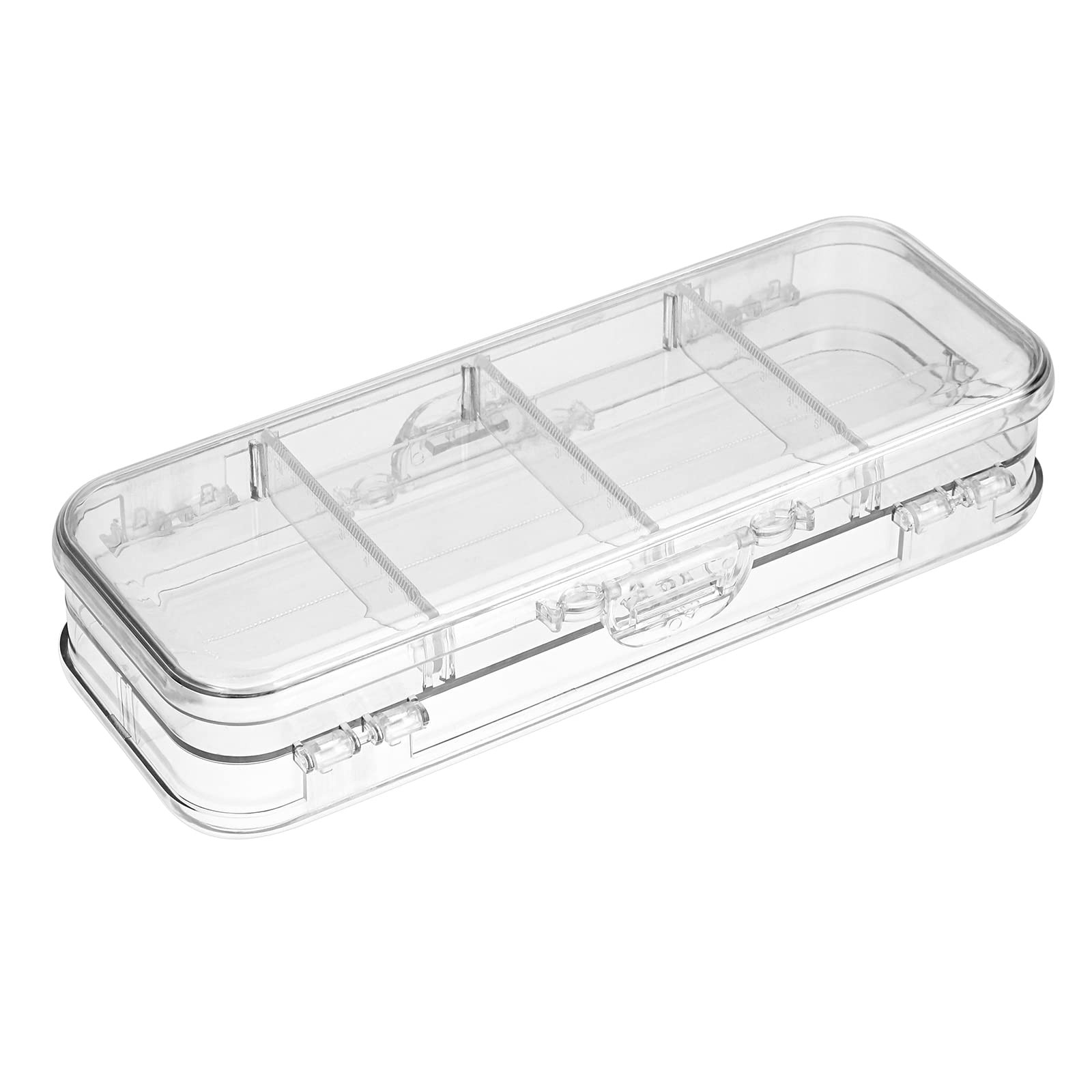 Box - Clear Plastic Stationery Case With 4 Removable Ruler