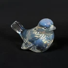 FENTON CLEAR OPALESCENT Blue GLASS BIRD Handcrafted vintage collectible