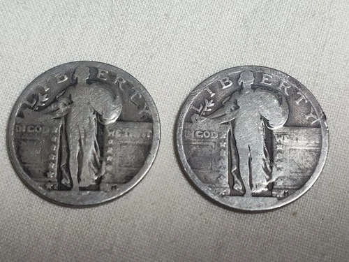 Lot of 2 Undated Standing Liberty Quarters for Silver Content