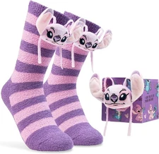 Disney Womens Slipper Socks, Non-Slip Fluffy Bed Socks - Cozy Gifts for Her