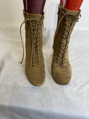 Coach Ladies Tan Suede Lace Up Boots 