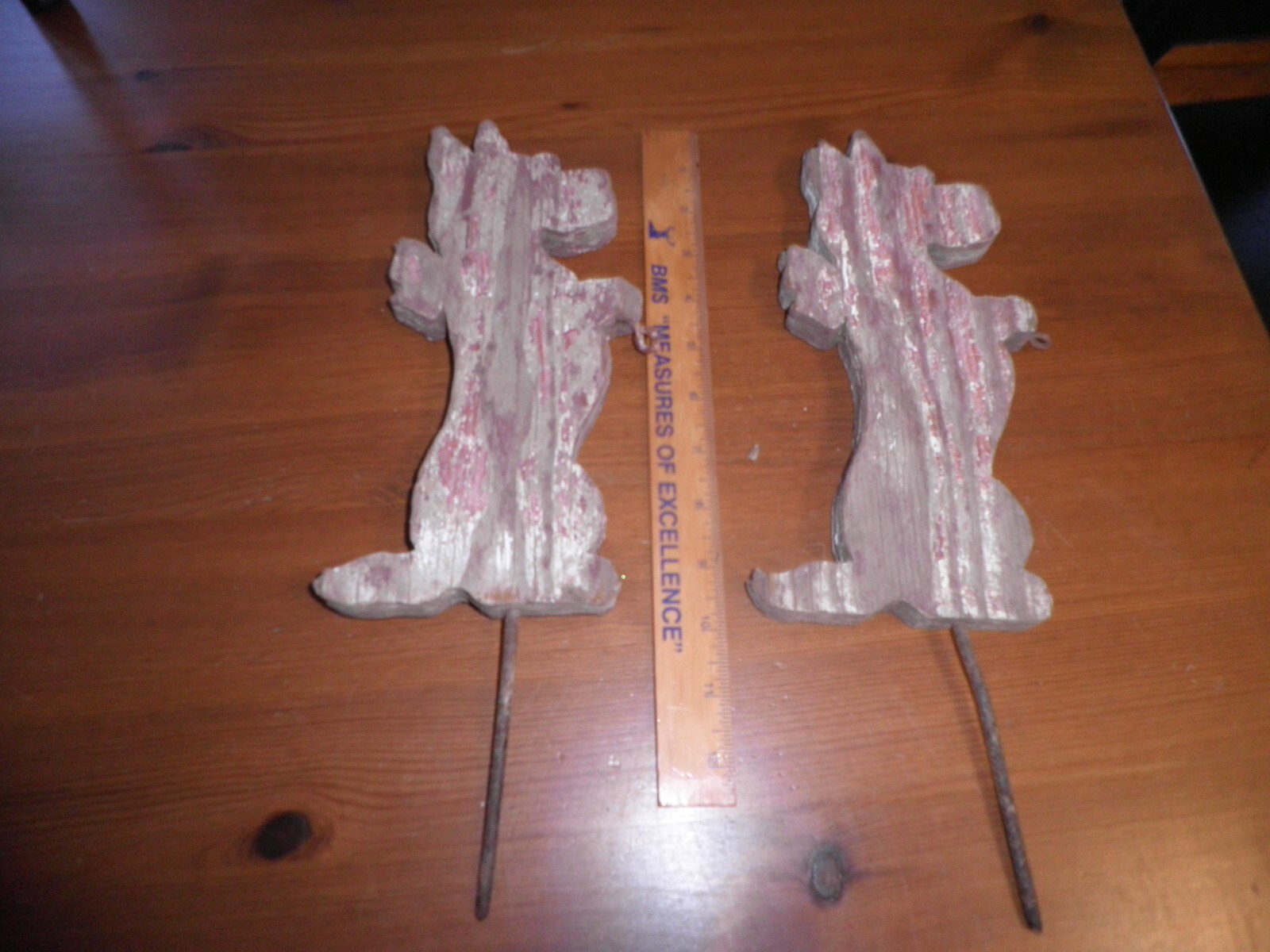 2 WOODEN TERRIER LAWN ORNAMENTS--$30 OR BEST OFFER