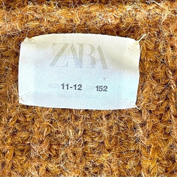 Zara 100% Polyester Brown Button Down Knitted Car… - image 3