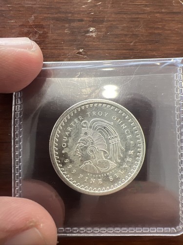 Pure Silver .999 Bullion - Mexico Aztec Calendar Mayan- 1/4 oz round coin Minty - Picture 3 of 17