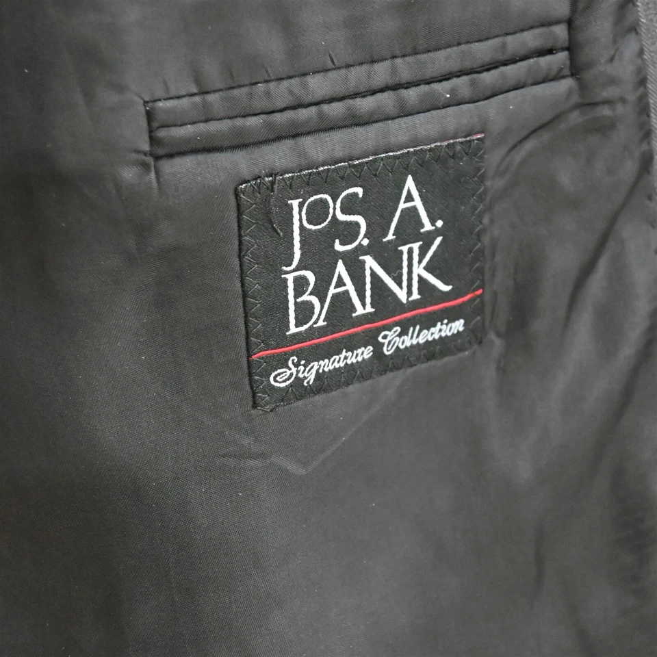 Jos A Bank 46L 40x32 Gris Espiga 100% Lana Hombre Chaqueta Pantalones Traje Foto 4 de 4