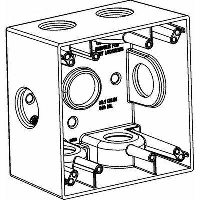 Orbit 2DB75-7X 2-Gang Weatherproof Box Seven 0.75 Inch X Hubs 2.63 Inch Deep