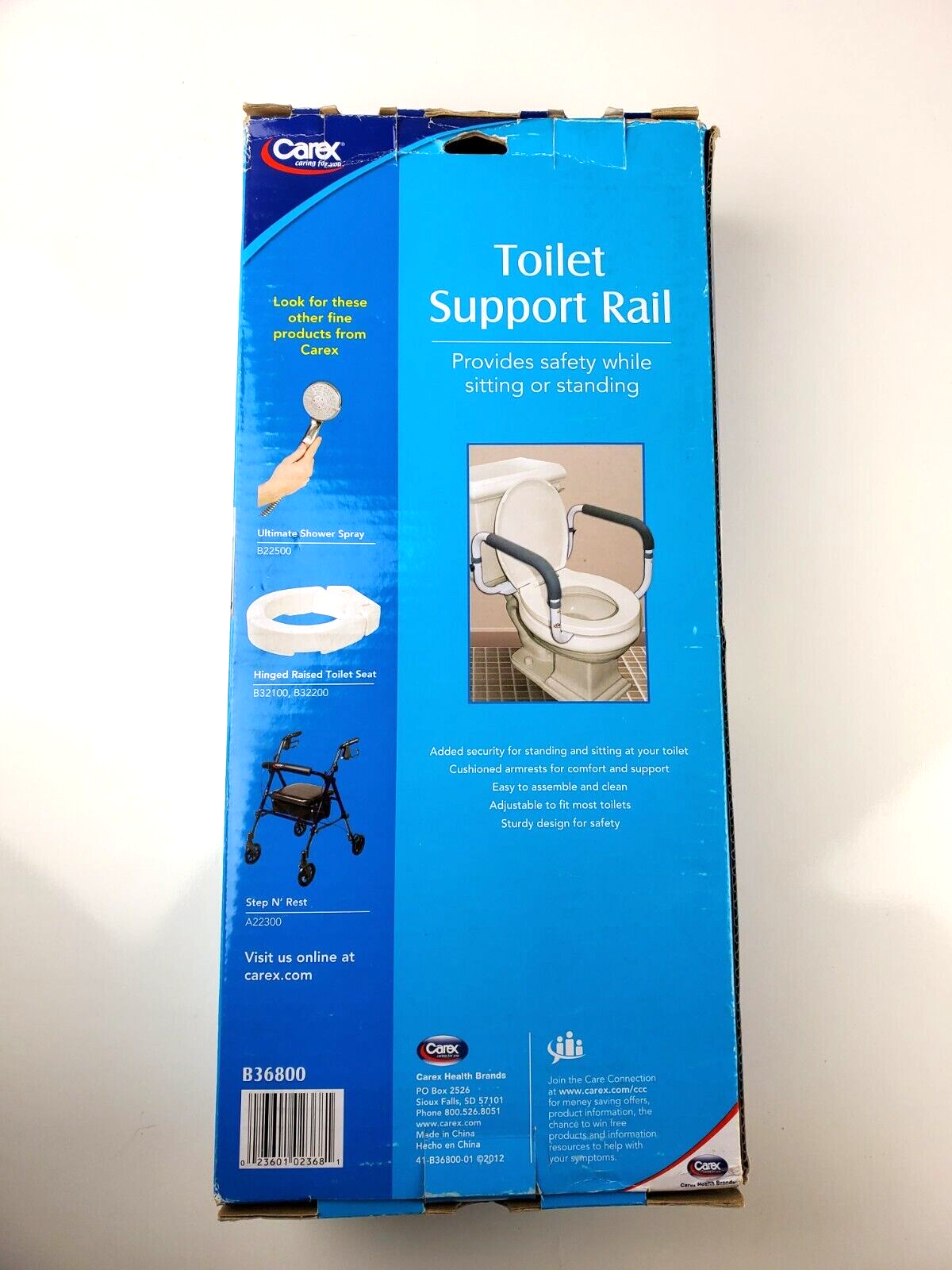 Carex Toilet Safety Frame Rails with Adjustable Width Supports 300lbs