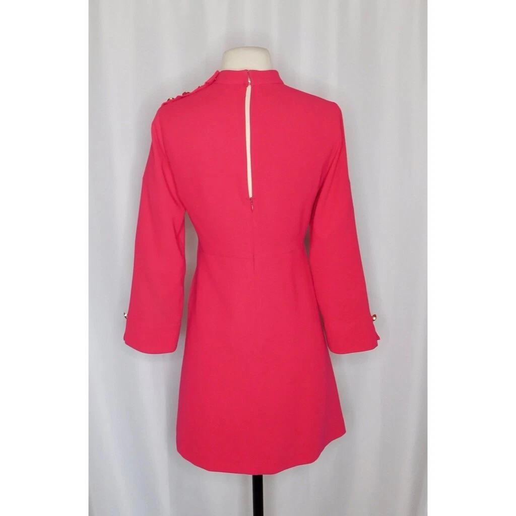 ZARA Mini Abito Finto Scollo Bottoni Oro Rosa Tinta Unita Retrò Maglia San Valentino Piccolo