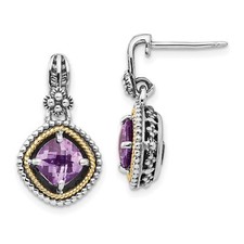 14k Multi-Tone Gold Amethyst Earrings