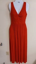 Ann Taylor LOFT Beach Orange Sleeveless Maxi Dress Vneck Twisted Front Size XS