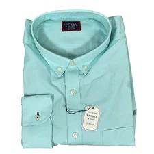 NEW UNTUCKit Portan Wrinkle Free Button Down Shirt 2XL Regular Blue Green Cotton