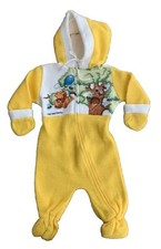 Vtg 6/9 Sears Winnie the Pooh Baby Pajama One Piece Zip Up Hood Honey And Bees