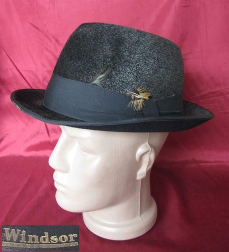 VINTAGE 1930s MEN BLACK FELT HAT 