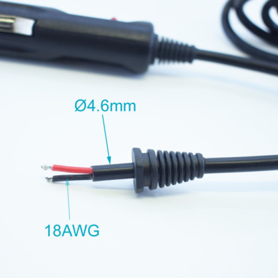 1pc 12V 18AWG Cigarette Lighter Plug Cable Car Power Supply DIY Pigtail  Wire
