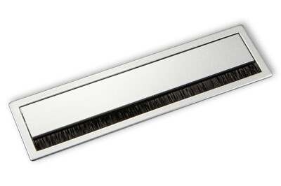 BMB Kabeldurchlass eckig PRO Kabeldurchführung Schreibtisch silber 180x46 mm Alu