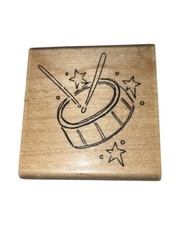 CTMH Drumb wth Drumbsticks Music Close to My Heart Wooden Rubber Stamp