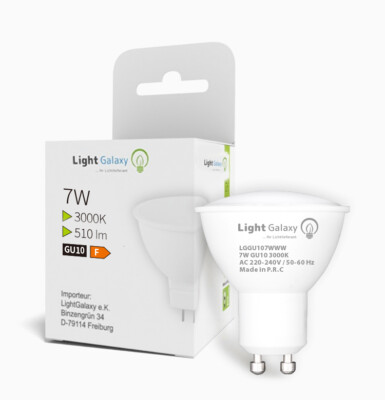 LED 10er Set GU10 Leuchtmittel 7W 510lm Warmweß 3000k