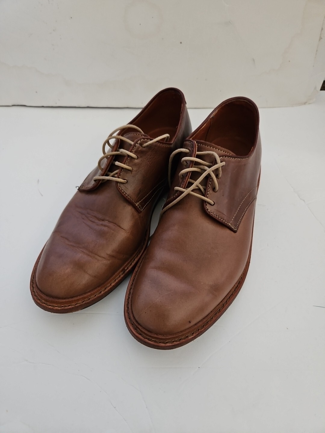 SAOLA Scarpe eleganti derby Allen Edmonds Academy da uomo Oxford taglia 9 D in pelle marrone usate