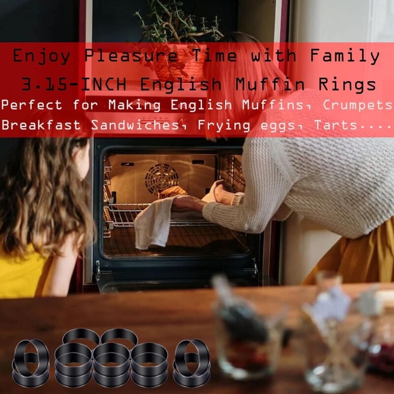 Set of 12 Nonstick Tart Molds Stainless Steel Crumpet Molds English