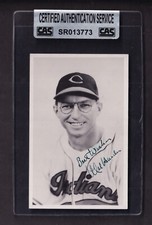 Mel Harder Vintage Autograph Indians Team Issue Photo Postcard CAS Authentic