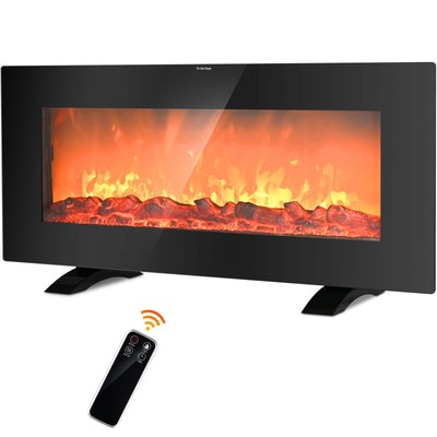 36 inches 1500-W Freestanding/Wall-Mounted Electric Fireplace Heater, Black