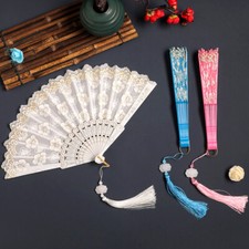 Chinese Style Handheld Folding Fan with Tassel Dance Fans Wedding Party Favor x1