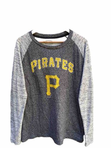 MAJESTIC THREADS Pittsburgh Pirates Long Sleeve Tee Size L Poly Cotton Baseball - Picture 1 of 7