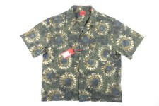 HUGO BOSS EGEENO FLORAL GREEN BLUE XL SHORT SLEEVE BUTTON FRONT SHIRT MENS NEW