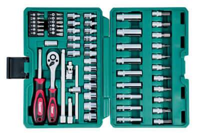 Kamasa 56017 Socket Set 1/4''D 58 Piece Tool Kit Metric Star Pozi Ratchet UJ