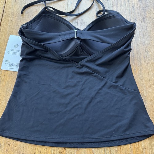 Athleta Swimwear Top Bra Cup Halter Tankini Strappy Fluid NWT Size 32B/C Black - Picture 6 of 6