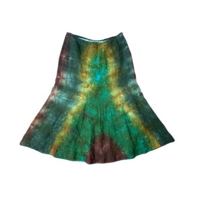 Talbots Rare Tie-Dye Irish Linen Midi Skirt Boho Fit and Flare