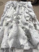Real Rabbit FUR Throw Blanket Patchwork Skin Fur Rug 42" x 22" Pelz Leather Pelt