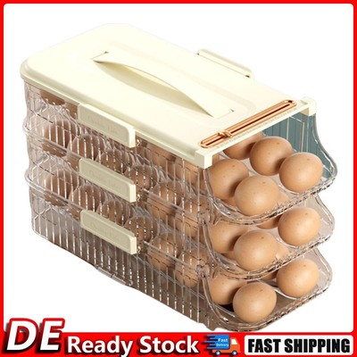 Automatic Rolling Egg Tray Organizer Fridge Egg Rack (White 2 Row 1 Layer) DE