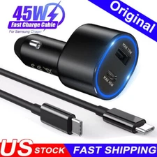 For Original Super Fast Car Charger 45W Adapter Samsung S24 S23 S22 S21 Ultra+